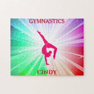 Gymnastic lights puzzle with gymnast. Custom name.