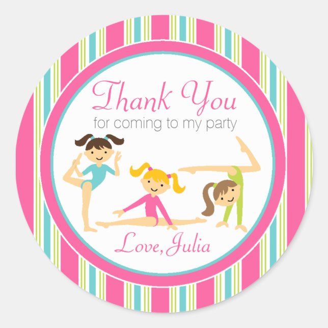 Gymnastic Party Stickers (Front)