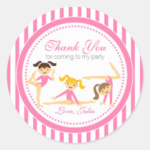 Gymnastic Pink Party Stickers