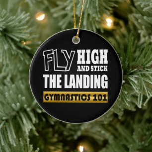 Gymnastics 101 Fly High - Bar Gymnast Ceramic Ornament