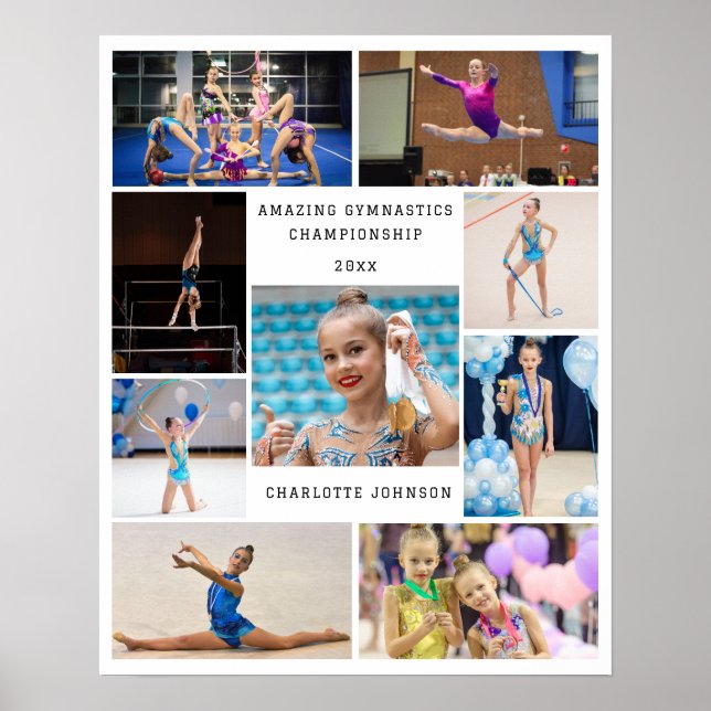 Gymnastics 9 Photo Collage Personalized Poster (Front)