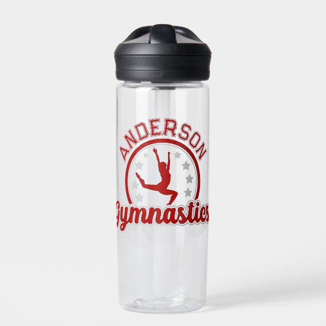 Gymnastics ADD NAME Gymnast Vault Floor Athlete  Water Bottle (Front)