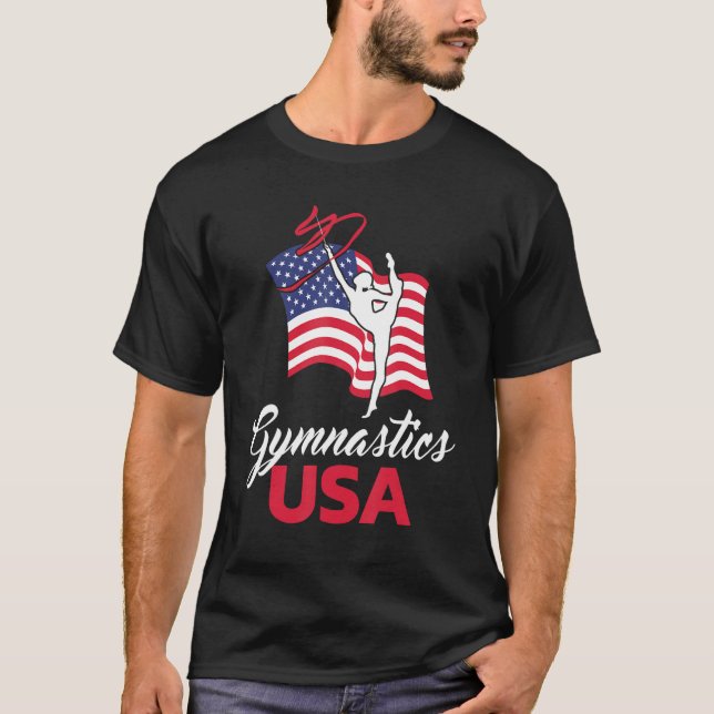 Gymnastics American Flag USA US Patriotic Gymnast T-Shirt (Front)