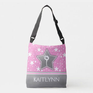 Gymnastics Among the Stars in Pink with YOUR NAME Crossbody Bag