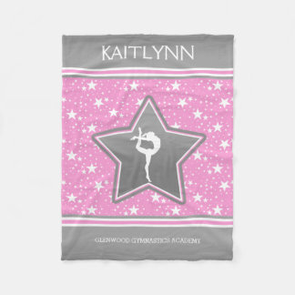 Gymnastics Among the Stars in Pink with YOUR NAME Fleece Blanket