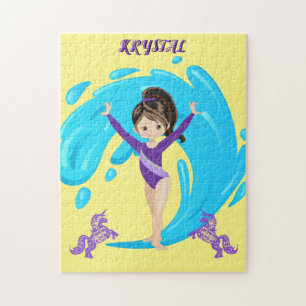 Gymnastics and purple ponies personalised jigsaw puzzle