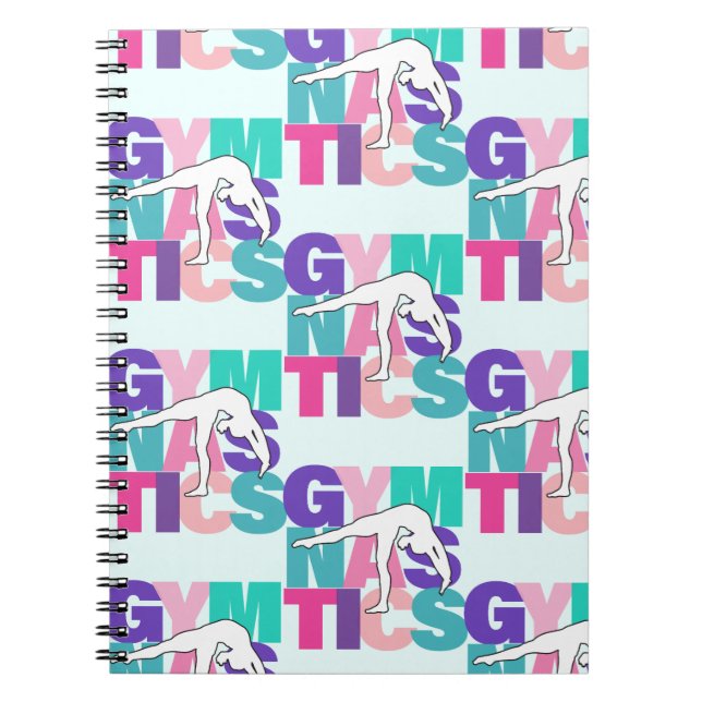 Gymnastics Back Bend Art in Pink, Purple & Teals Notebook (Front)