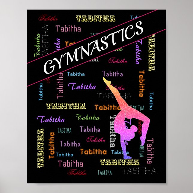 Gymnastics Bag with Personalised Name All Over  Poster (Front)
