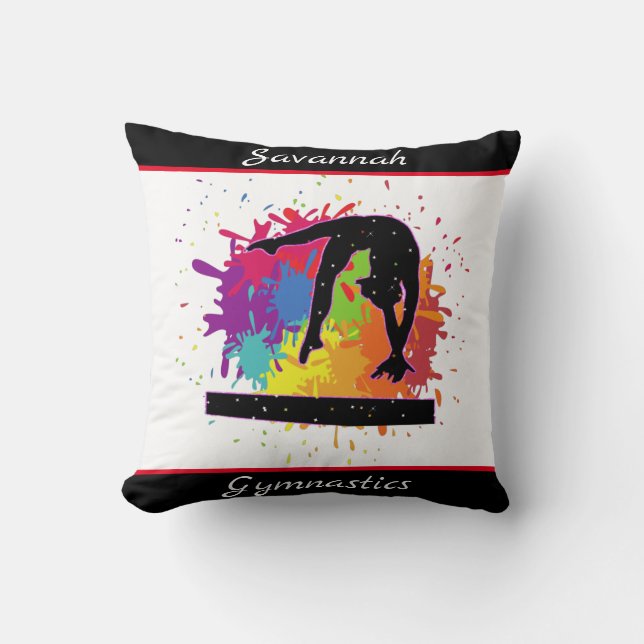 Gymnastics Balance Beam Paint Splatter Cushion (Front)