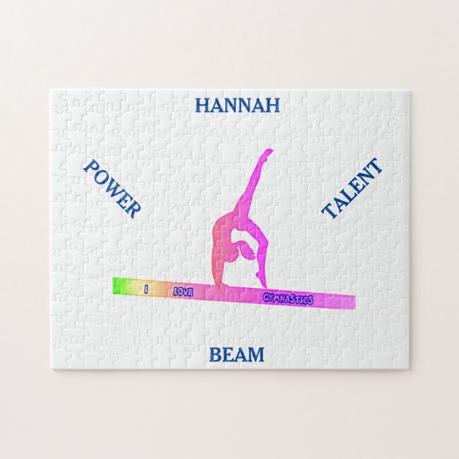 Gymnastics balance beam puzzle.  Personalised name Jigsaw Puzzle (Horizontal)