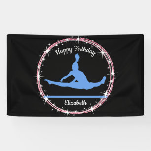 Gymnastics Bars Birthday in Blue and Black Banner