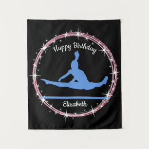 Gymnastics Bars Birthday in Blue and Black Tapestry