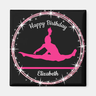 Gymnastics Bars Birthday in Pink and Black  Magnet