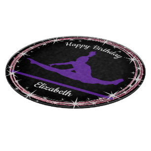 Gymnastics Bars Birthday in Purple and Black Cutting Board