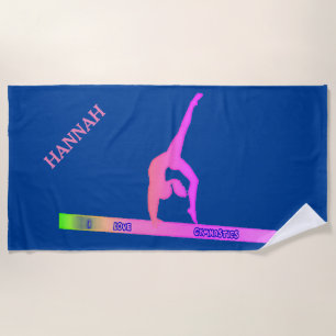 GYMNASTICS beach towel. Personalised name. Beach Towel