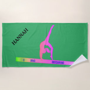 GYMNASTICS beach towel.  Personalised name. Towel