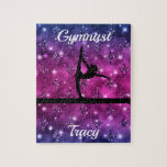 Gymnastics Beam Glam      Jigsaw Puzzle<br><div class="desc">Cool sparkle gradient gymnastics balance beam theme with optional name of your gymnast!</div>