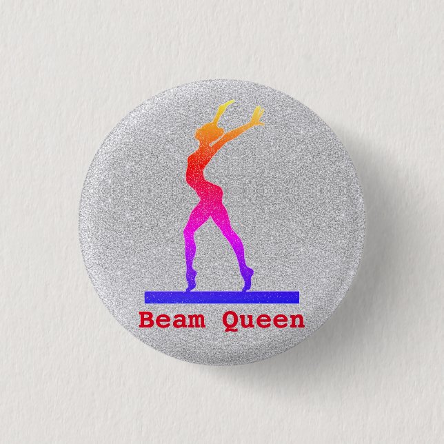 Gymnastics Beam Queen Rainbow Pin Buttons (Front)