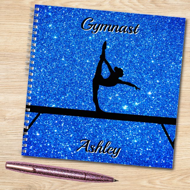 Gymnastics Beam Royal Blue Sparkle  Notebook (Gymnastics Beam Royal Blue Sparkle Notebook)