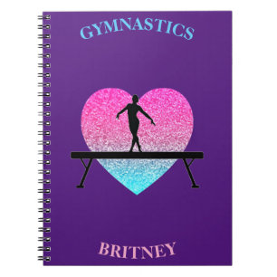 Gymnastics Beam Sparkle Heart Purple   Notebook
