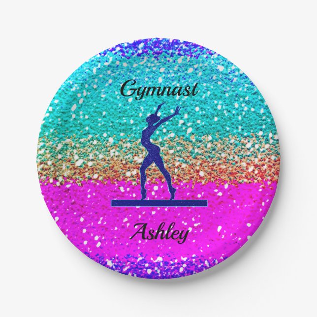 Gymnastics Beam Sparkle    Paper Plate (Front)