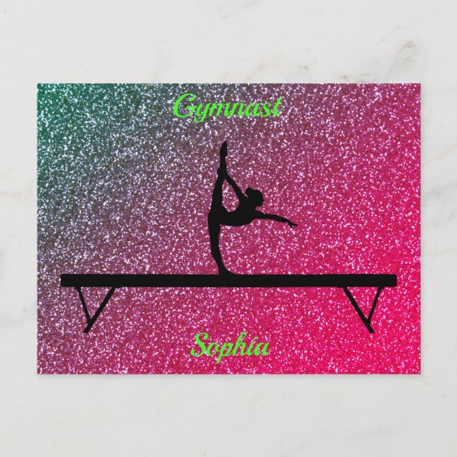 Gymnastics Beam Watermelon Sparkle Postcard (Front)