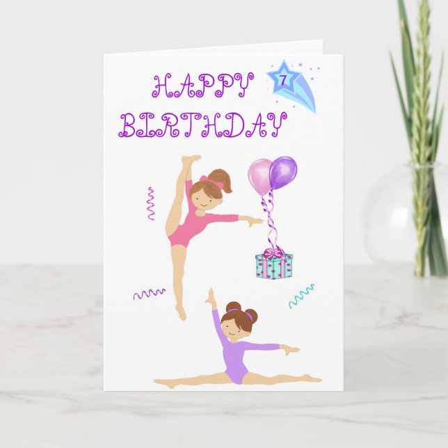 Gymnastics birthday card personalised (Front)