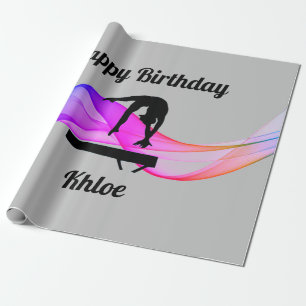 Gymnastics Birthday Grey Wrapping Paper