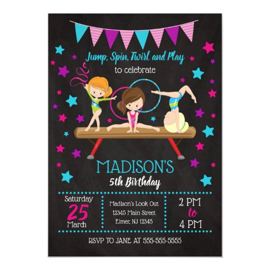 Gymnastics Birthday Invitation | Zazzle.com.au