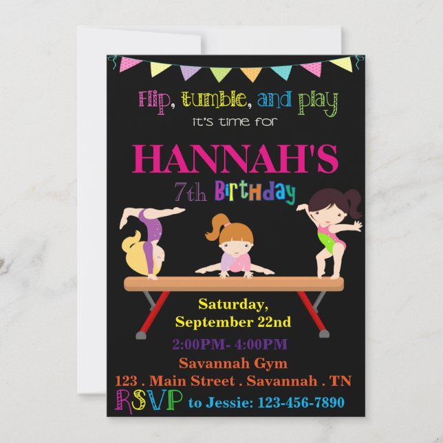 Gymnastics Birthday Invitation (Front)