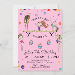 Gymnastics Birthday Invitation   Gymnastics Party