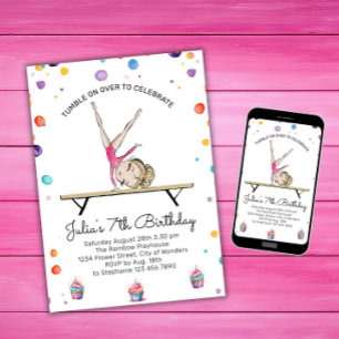 Gymnastics Birthday Invitation Gymnastics Party