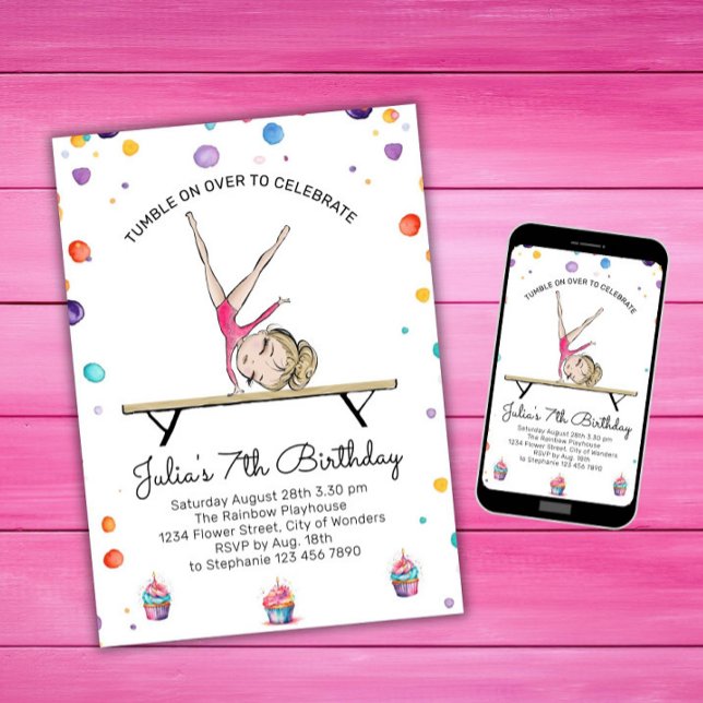Gymnastics Birthday Invitation | Gymnastics Party  (Creator Uploaded)