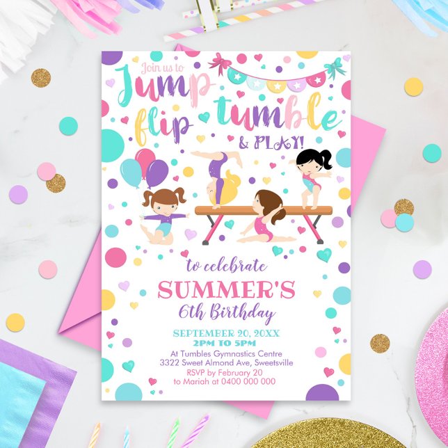 Gymnastics Birthday Invitation Gymnastics Party (Creator Uploaded)