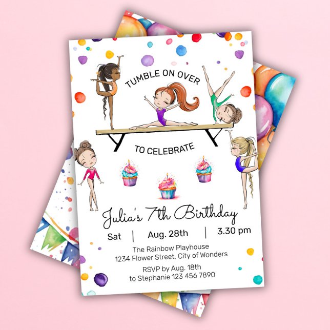 Gymnastics Birthday Invitation | Gymnastics Party (Creator Uploaded)
