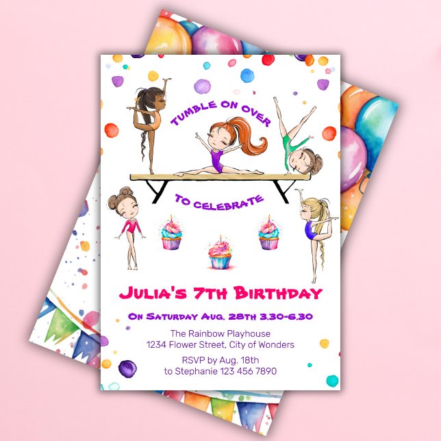 Gymnastics Birthday Invitation | Gymnastics Party (Creator Uploaded)