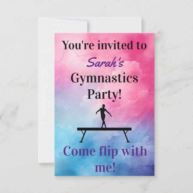 Gymnastics Birthday Invitation | Gymnastics Party (Front)
