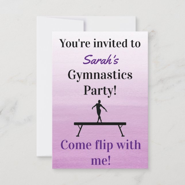 Gymnastics Birthday Invitation | Gymnastics Party (Front)