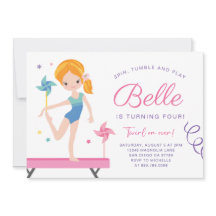 Gymnastics Birthday Invitation with Pinwheels