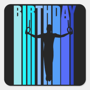 Gymnastics Birthday Male Gymnast Retro Style Rings Square Sticker