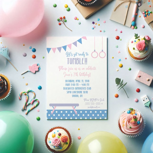 Gymnastics Birthday Party Invitation (Creator Uploaded)