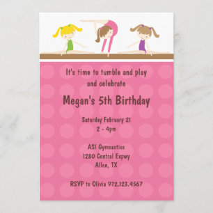 Gymnastics Birthday Party Invitation