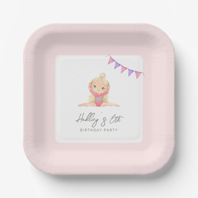 Gymnastics Birthday Party Plates (Front)