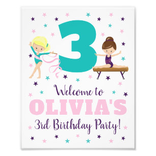 Gymnastics Birthday Party Sign • 8 x 10 Print