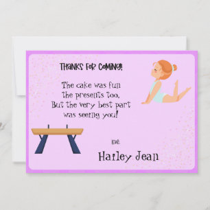 Gymnastics Birthday Party Thank You Card