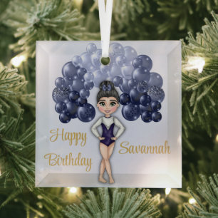 Gymnastics Birthday Party with Blue Balloon Arch Glass Tree Decoration