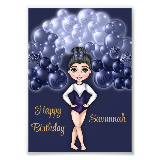 Gymnastics Birthday Party with Blue Balloon Arch Photo Print (Front)
