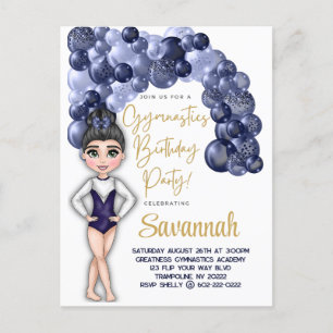 Gymnastics Birthday Party with Blue Balloon Arch Postcard