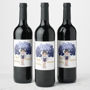 Gymnastics Birthday Party with Blue Balloon Arch Wine Label