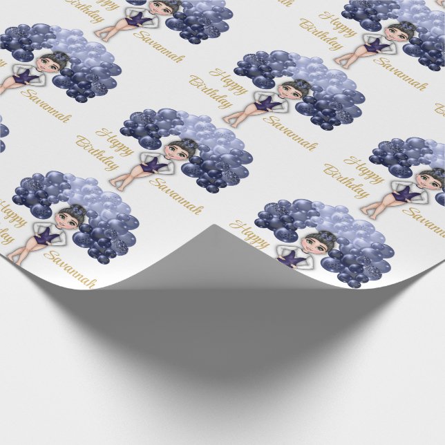 Gymnastics Birthday Party with Blue Balloon Arch Wrapping Paper (Corner)